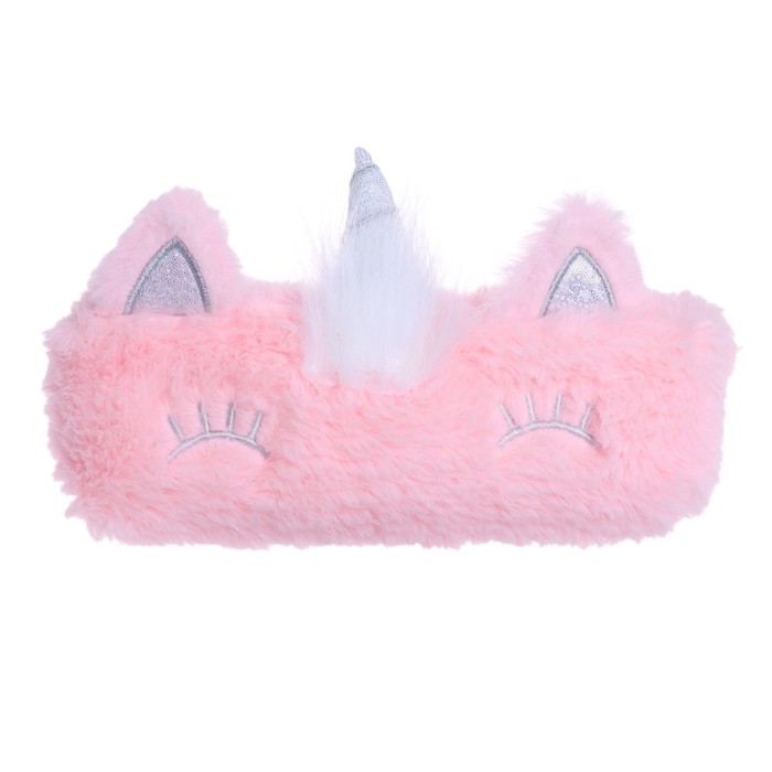 фото Пенал мягкий, 1 отделение, 95 х 205 мм, плоский, меховой, calligrata "единорог" ярко-розовый