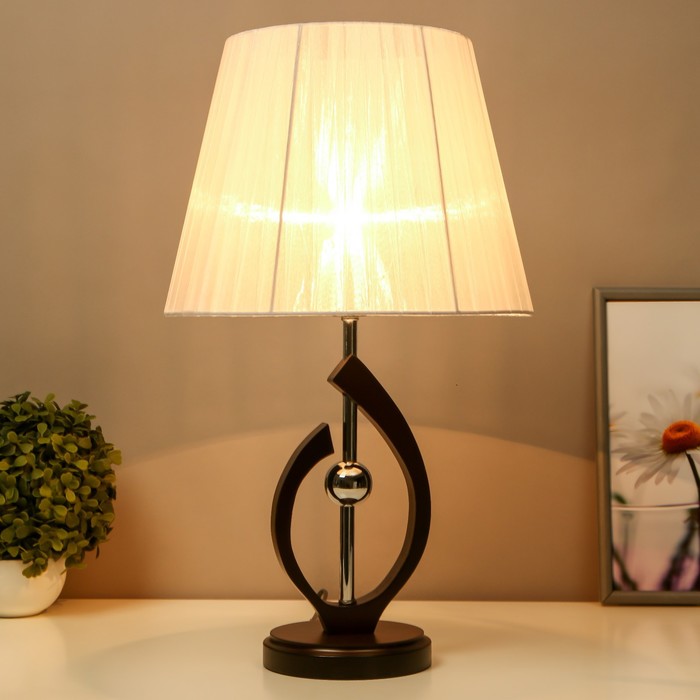 фото Настольная лампа "алиссея" е27 40вт венге-белый 30х30х50 см