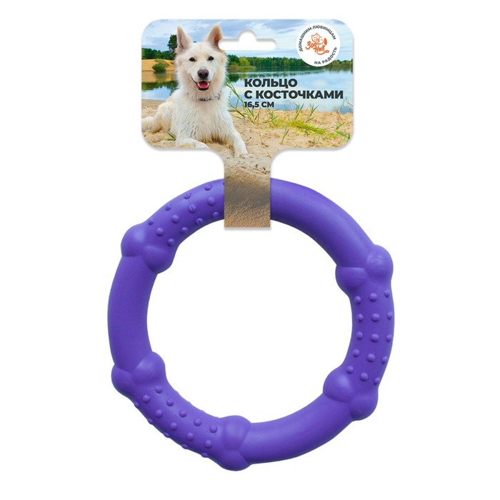 фото Игрушка "кольцо с косточками" зооник, 16,5 см, пластикат, фиолетовая