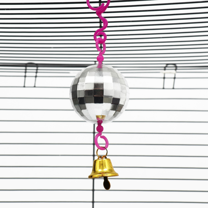 фото Игрушка "диско-шар" с колокольчиком, 15 см, d 5.2 см longteng