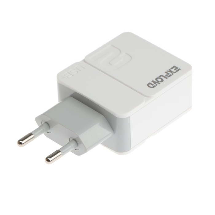 фото Сетевое зарядное устройство exployd ex-z-1431, 2 usb, 2.4 а, белое