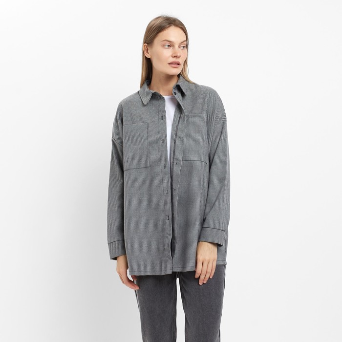 фото Рубашка женская, цвет серо-чёрный, размер 48 mark formelle