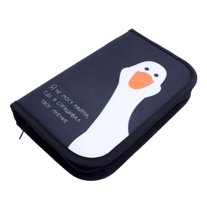 фото Пенал 1 секция, 130 х 210 х 40 мм, 2 откидные планки, тканевый, calligrata, content "гусь"