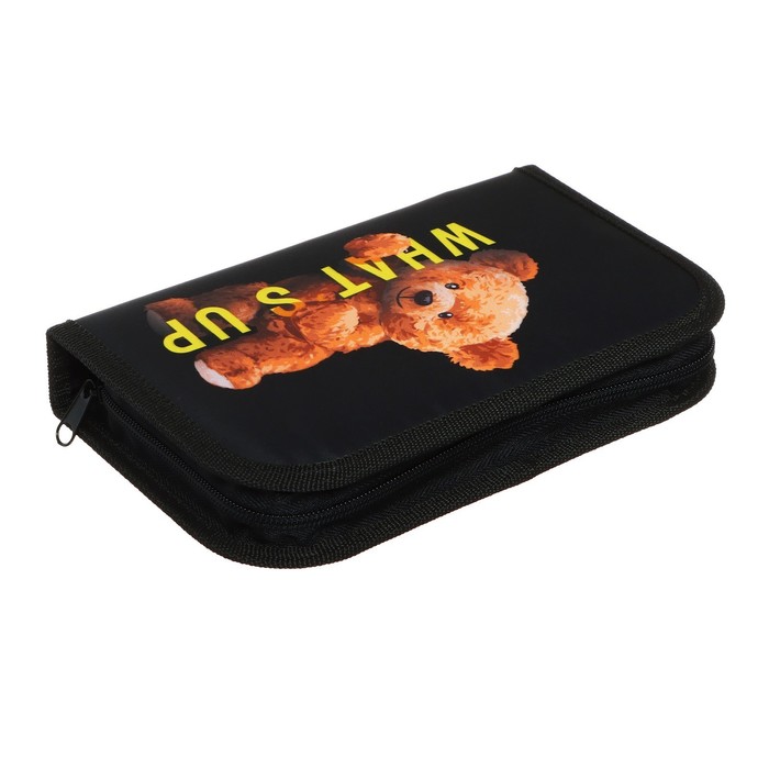 фото Пенал 1 секция, 130 х 210 х 40 мм, 2 откидные планки, тканевый, calligrata, content "мишка"