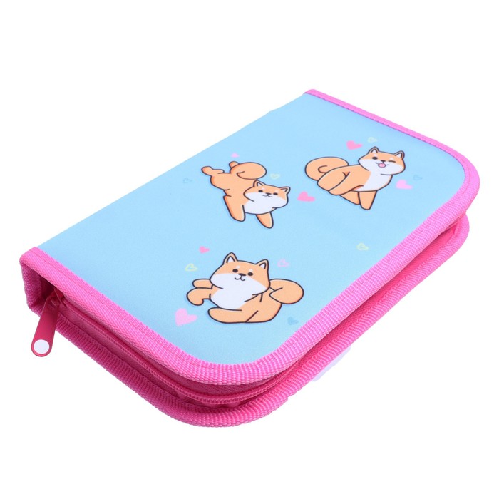 фото Пенал 1 секция, 130 х 210 х 40 мм, 2 откидные планки, тканевый, calligrata, content "сиба-ину"