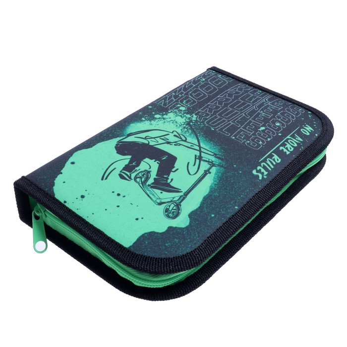 фото Пенал 1 секция, 130 х 210 х 40 мм, 2 откидные планки, тканевый, calligrata, content "cкейт"