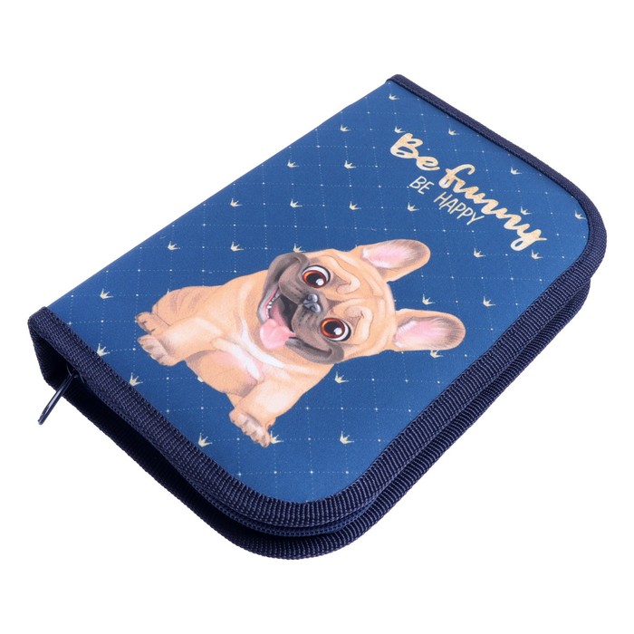 фото Пенал 1 секция, 130 х 210 х 40 мм, 2 откидные планки, тканевый, calligrata, content "бульдожка"