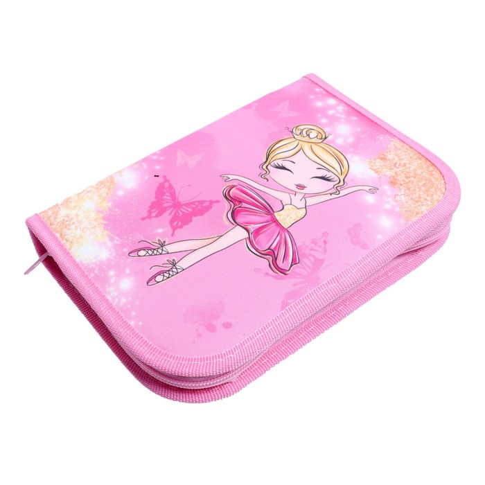 фото Пенал 1 секция, 130 х 210 х 40 мм, 2 откидные планки, тканевый, calligrata, content "балерина"
