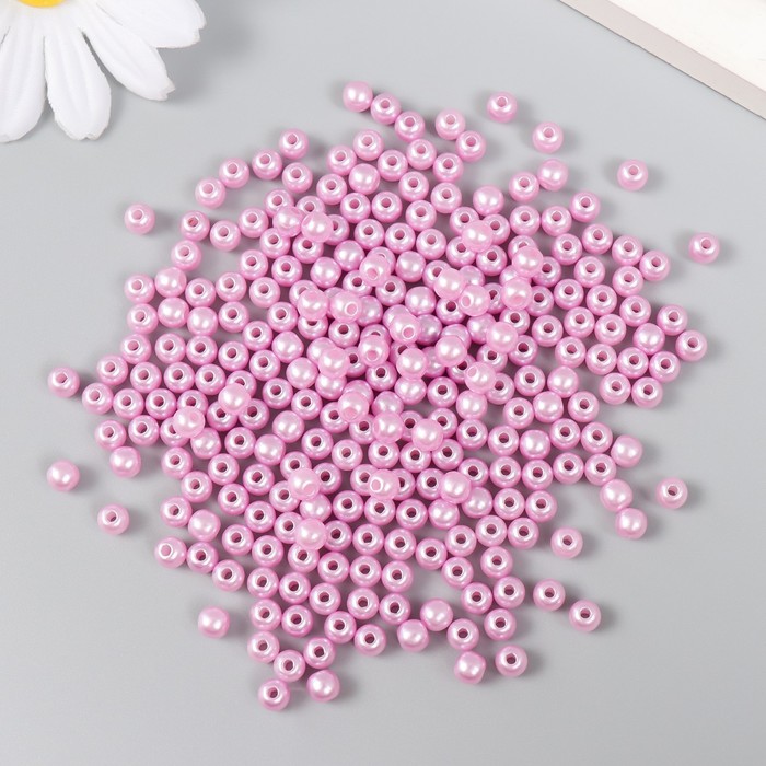 фото Набор бусин "рукоделие" пластик, диаметр 5 мм, 25 гр, светло-розовый
