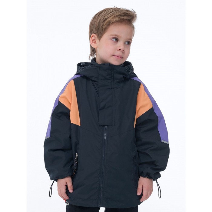 фото Ветровка для мальчиков, рост 104 см, цвет чёрный pelican