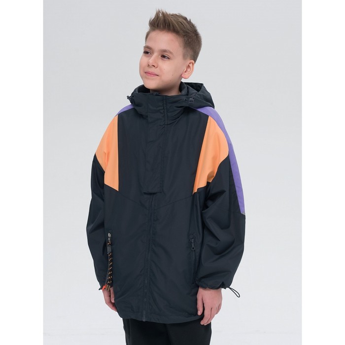фото Ветровка для мальчиков, рост 158 см, цвет чёрный pelican