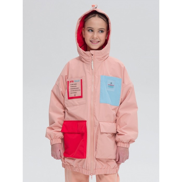 фото Ветровка для девочек, рост 152 см, цвет персиковый pelican