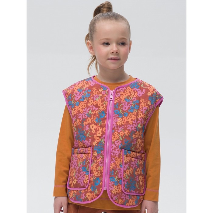 фото Жилет для девочек, рост 116 см, цвет шоколадный pelican
