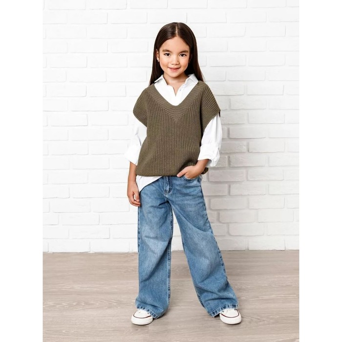 фото Жилет для девочки knit, рост 140 см, цвет бежевый