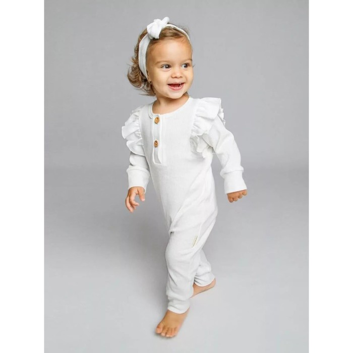 фото Комбинезон детский с рюшами fashion, рост 56 см, цвет молочный
