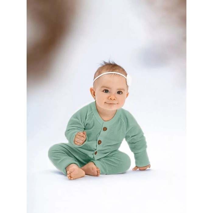 фото Комбинезон на пуговицах детский fashion, рост 74 см, цвет зелёный