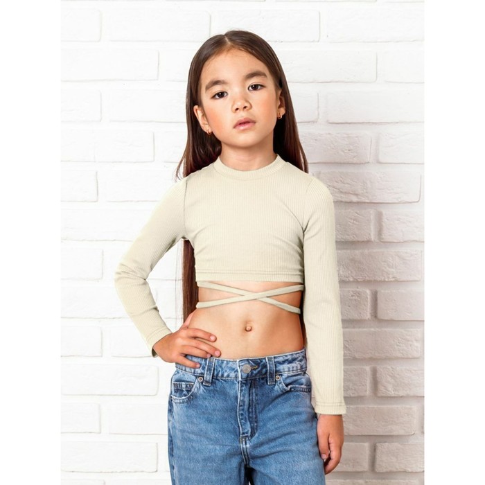 фото Топ для девочки с длинными рукавами на завязках generation, рост 146 см, цвет молочный amarobaby