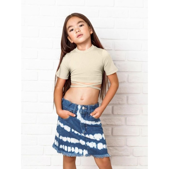 фото Топ для девочки с короткими рукавами на завязках generation, рост 152 см, цвет молочный amarobaby