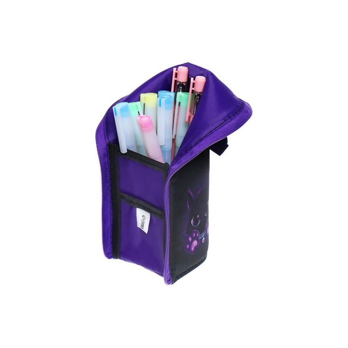 фото Пенал тубус-подставка, 85 х 210 х 65 мм, мягкий, тканевый, calligrata, пмо 12-20 "котик"