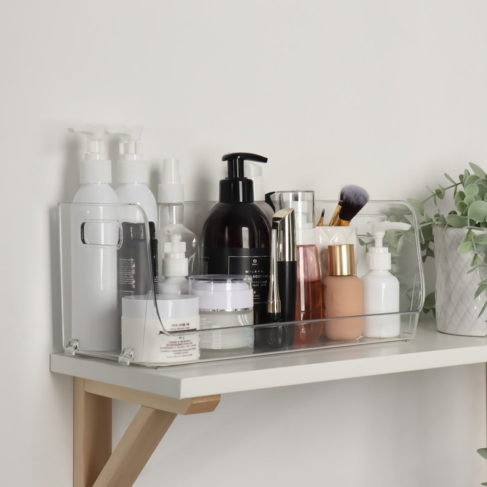 фото Органайзер для хранения, с ручками, 1 секция, 30 × 14 × 13 см, цвет прозрачный