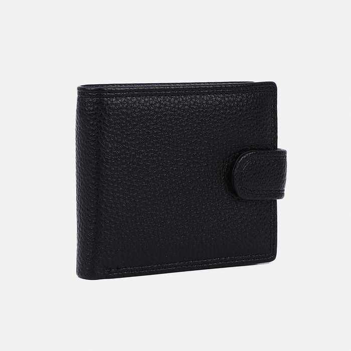 фото Портмоне муж (208) 11*36,5*9,5 см, 3 отд+зажим, д/карт, д/монет, на кнопке, черный