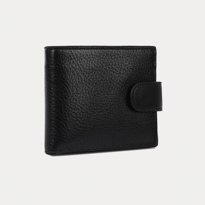 фото Портмоне муж (538) 12*3,5*10 см, 3 отд, д/карт, д/монет, с зажимом, на кнопке, черный