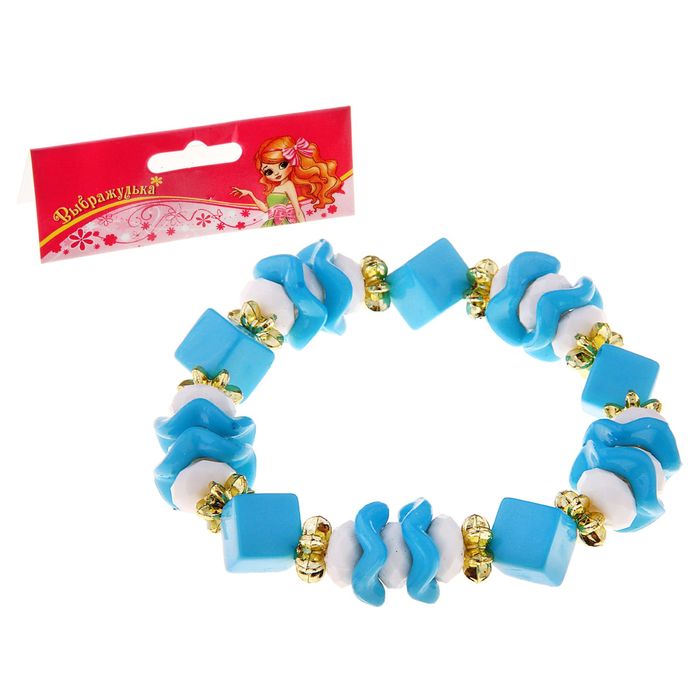 фото Браслет "выбражулька" волна и кубик, цвет голубой,d=6см