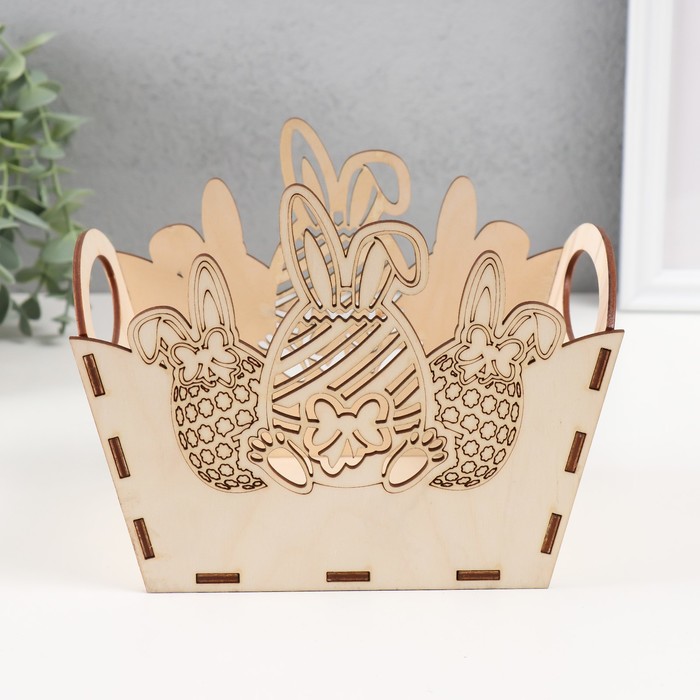 фото Корзина-шкатулка пасхальная "яйцо" 18х12х13,5 см, натуральный