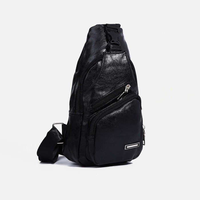 фото Сумка слинг, искусственная кожа, цвет чёрный