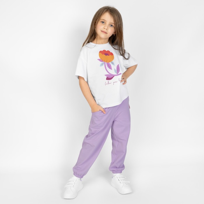 фото Брюки для девочки, рост 110 см, цвет лавандовый bossa nova