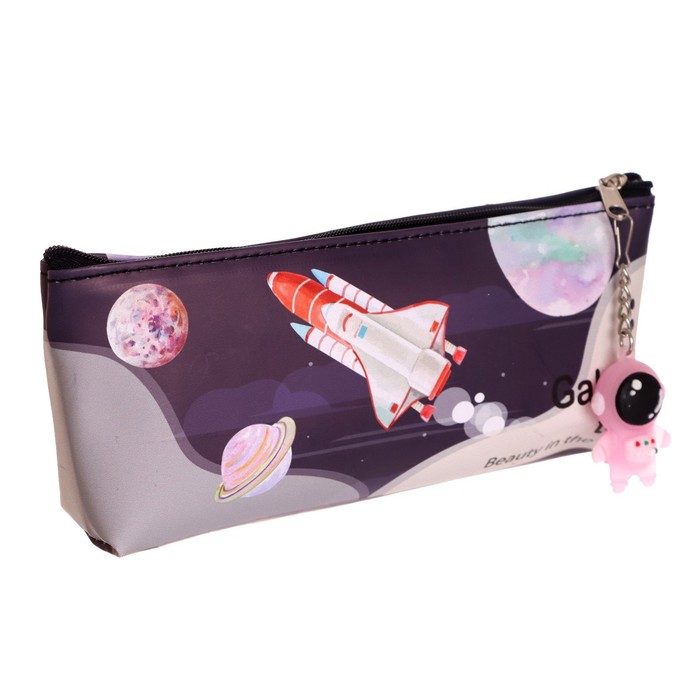 фото Пенал школьный на молнии микс космонавт. с подвеской calligrata