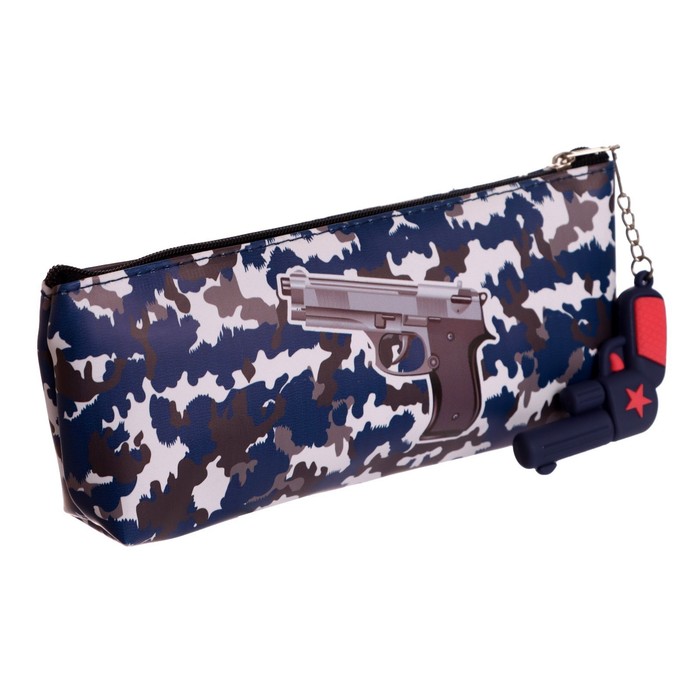 фото Пенал школьный на молнии микс миллитари, с подвеской calligrata