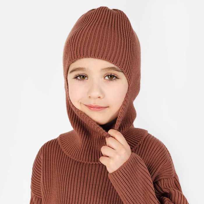 фото Шапка-балаклава детская, размер 54-56, цвет коричневый bossa nova