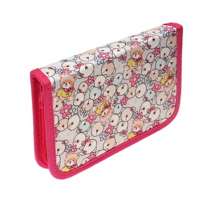 фото Пенал школьный на молнии, ткань, 1 секция, 13 х 19,5 см,мишки calligrata