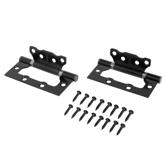 фото Петля накладная аллюр 100х75 2bb bl, блистер, 2,5 мм, цвет матовый черный, 2 шт