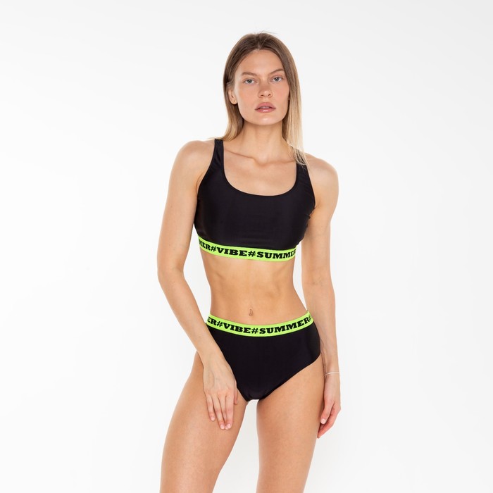 фото Купальник женский раздельный, цвет чёрный/салатовый, размер 46 liza volkova