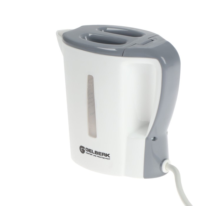 фото Чайник электрический gelberk gl-465, пластик, 0.5 л, 500 вт, бело-серый