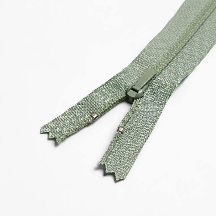 фото Молния неразъёмная «спираль», брючная, №4, замок автомат, 12 см, цвет зелёный