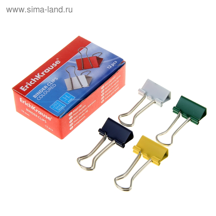 Набор зажимов для бумаг 19 мм, 12 штук в картонной коробке, цветные Erich Krause
Набор зажимов для бумаг 19 мм, 12 штук в картонной коробке, цветные Erich Krause