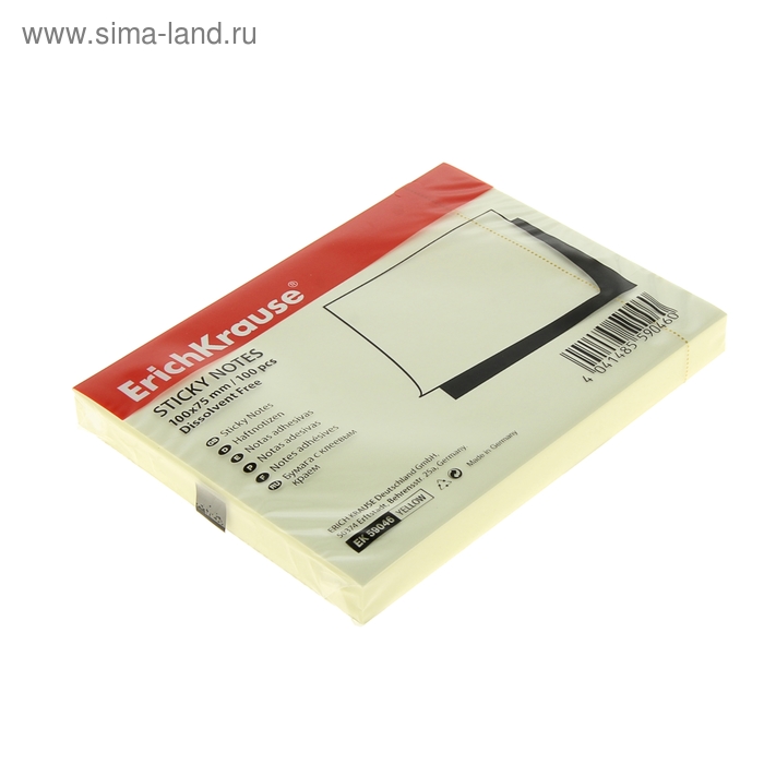 Бумага для заметок с клеевым краем ErichKrause, 100 х 75 мм, 100 листов, жёлтая
Бумага для заметок с клеевым краем ErichKrause, 100 х 75 мм, 100 листов, жёлтая