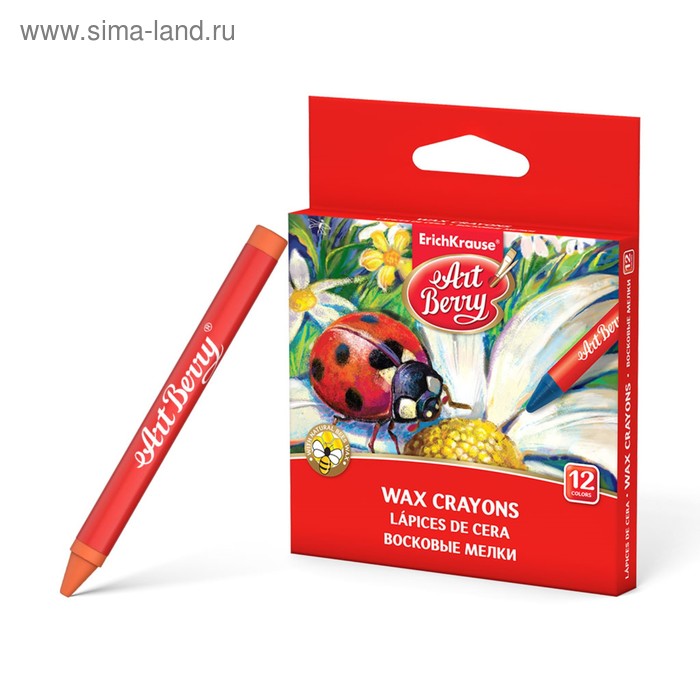 Мелки восковые 12 цветов ErichKrause ArtBerry, диаметр 7 мм, на основе пчелиного воска, европодвес
Мелки восковые 12 цветов ErichKrause ArtBerry, диаметр 7 мм, на основе пчелиного воска, европодвес
