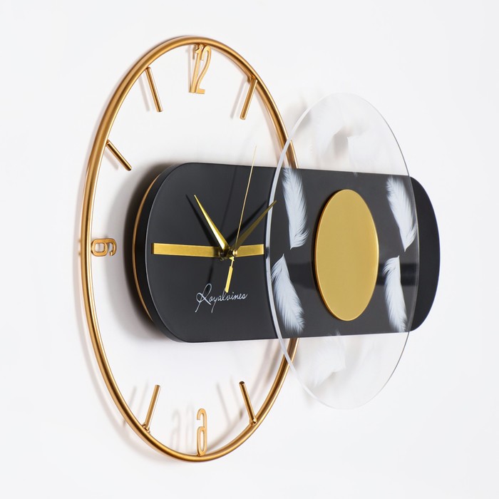 фото Часы настенные, серия: интерьер, "перья", 60 х 36 см, d-36 см