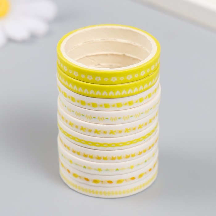 Клейкая лента бумага "Ассорти рисунков. Жёлтый" набор 10 шт ширина 0,5 см намотка 2 м
Клейкая лента бумага "Ассорти рисунков. Жёлтый" набор 10 шт ширина 0,5 см намотка 2 м