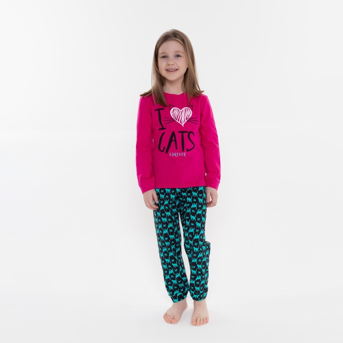 Пижама для девочки, цвет фуксия/кошки, рост 104 см
Пижама для девочки, цвет фуксия/кошки, рост 104 см