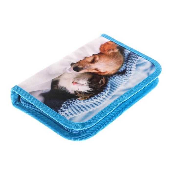 фото Пенал школьный на молнии, ткань, 1 секция, 13 х 19,5 см, милашки calligrata