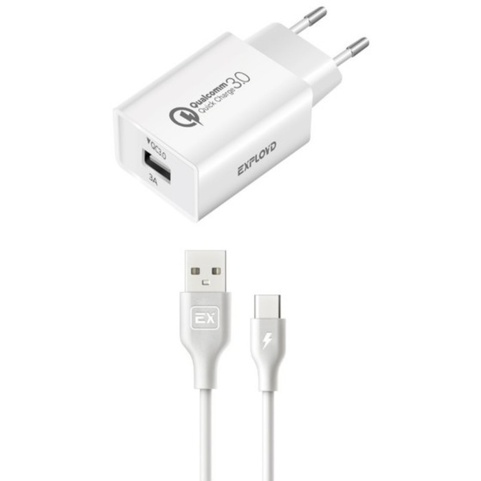 Сетевое зарядное устройство Exployd EX-Z-1364, USB, 3А, 18Вт, кабель Type-C, QC3.0, белое
Сетевое зарядное устройство Exployd EX-Z-1364, USB, 3А, 18Вт, кабель Type-C, QC3.0, белое