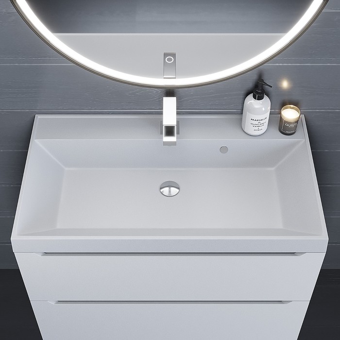 фото Раковина uperwood classic quartz 80 см, кварцевая, белая матовая, жасмин