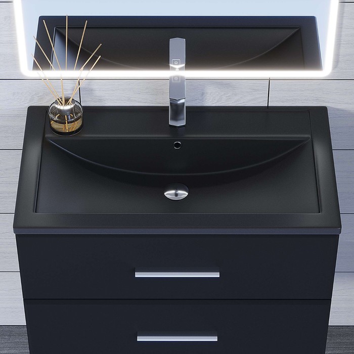 фото Раковина uperwood foster quartz 80 см, кварцевая, черная матовая, космос