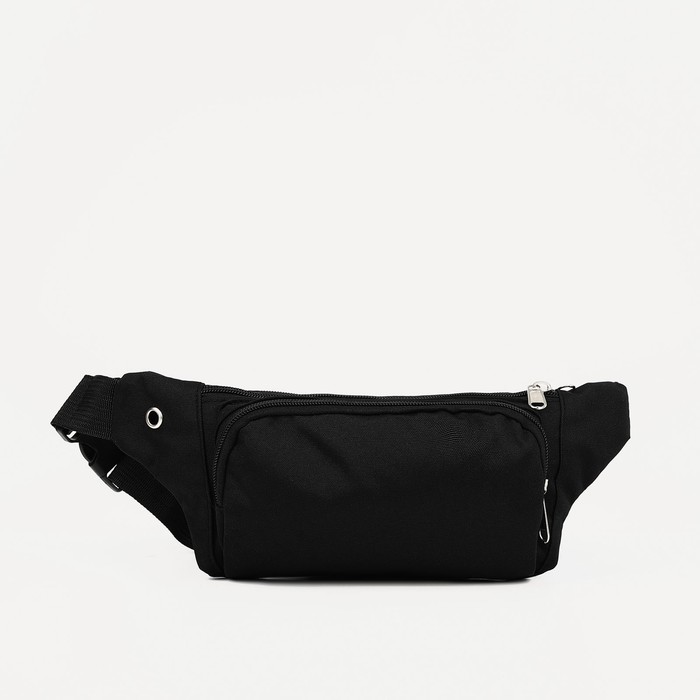 фото Поясная сумка на молнии, 2 наружных кармана, цвет чёрный waist bag