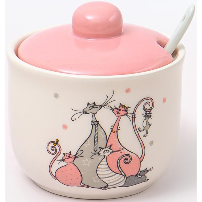 фото Сахарница с фарфоровой ложкой elrington «кошки», 320 мл